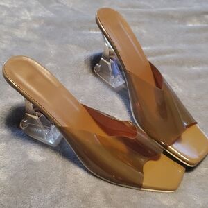 Elegant Dark Tan Women's Chunky Heels